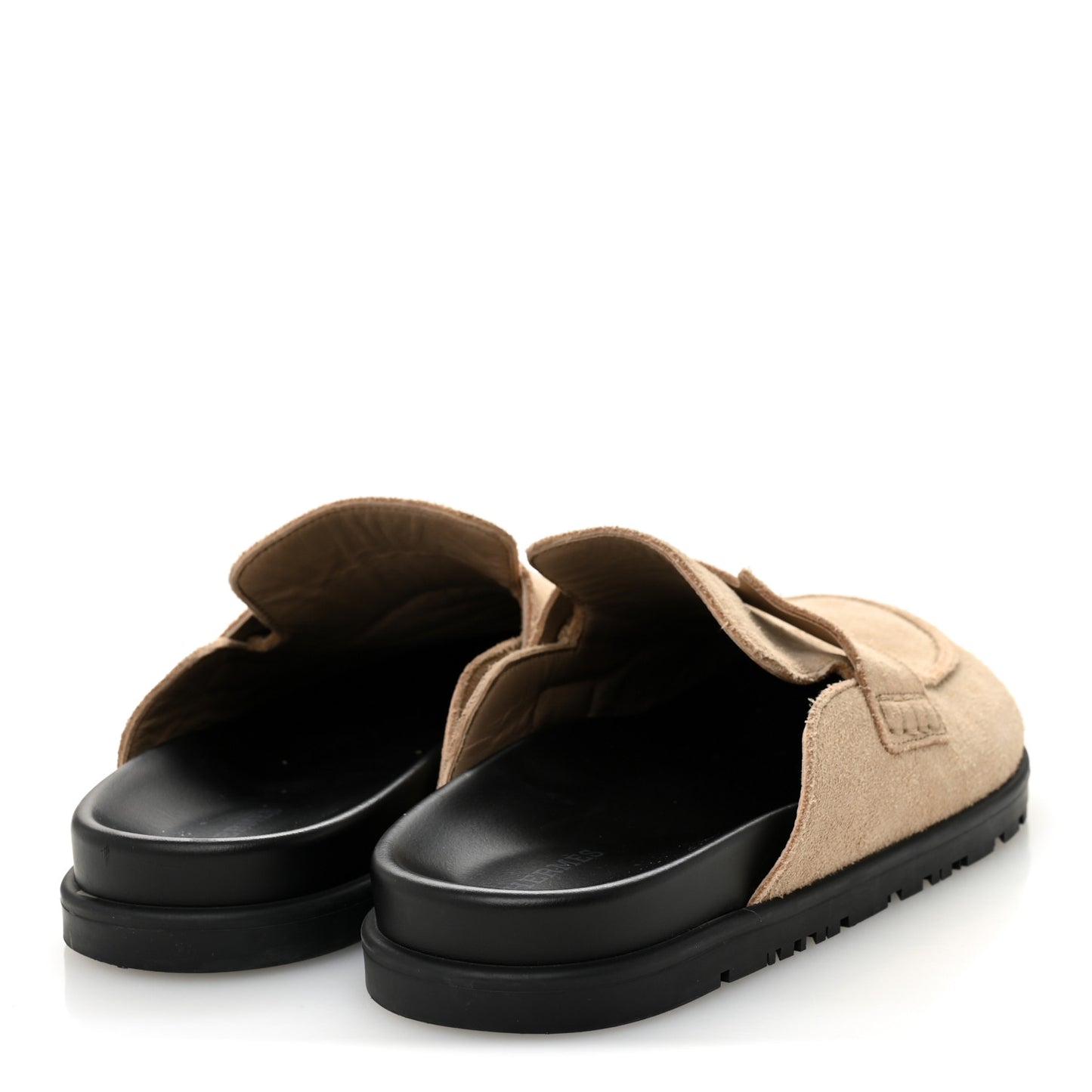 Suede Calfskin Womens Go Mules 38 Beige Argile