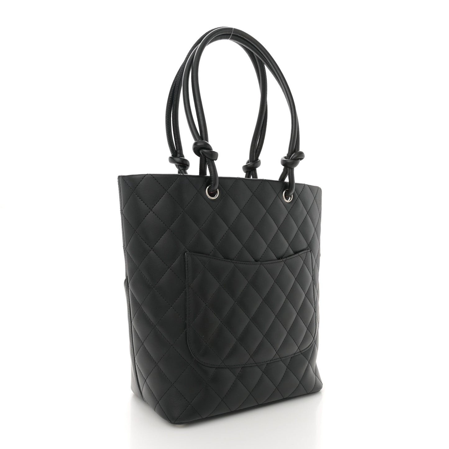 Calfskin Quilted Medium Cambon Tote Black White