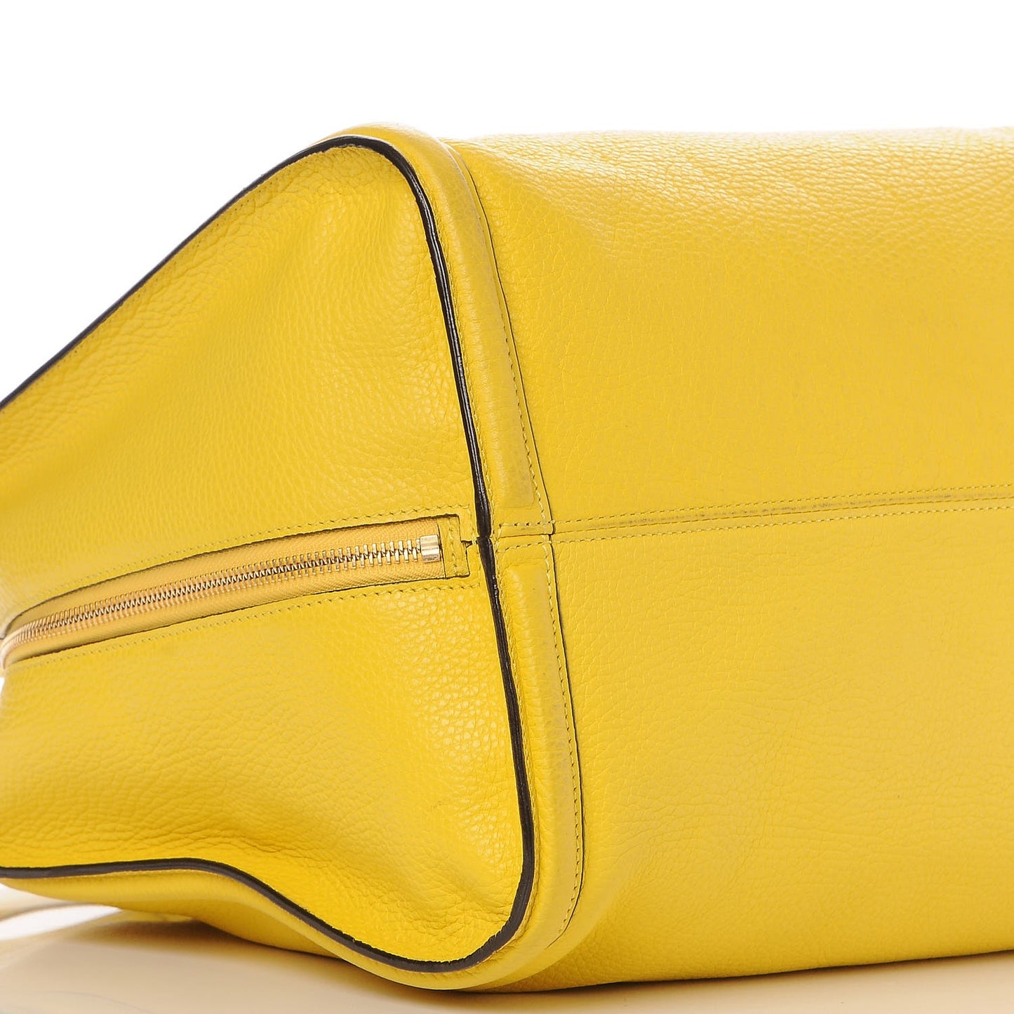 Pebbled Calfskin Large Skull Padlock Zip Around Tote Yellow