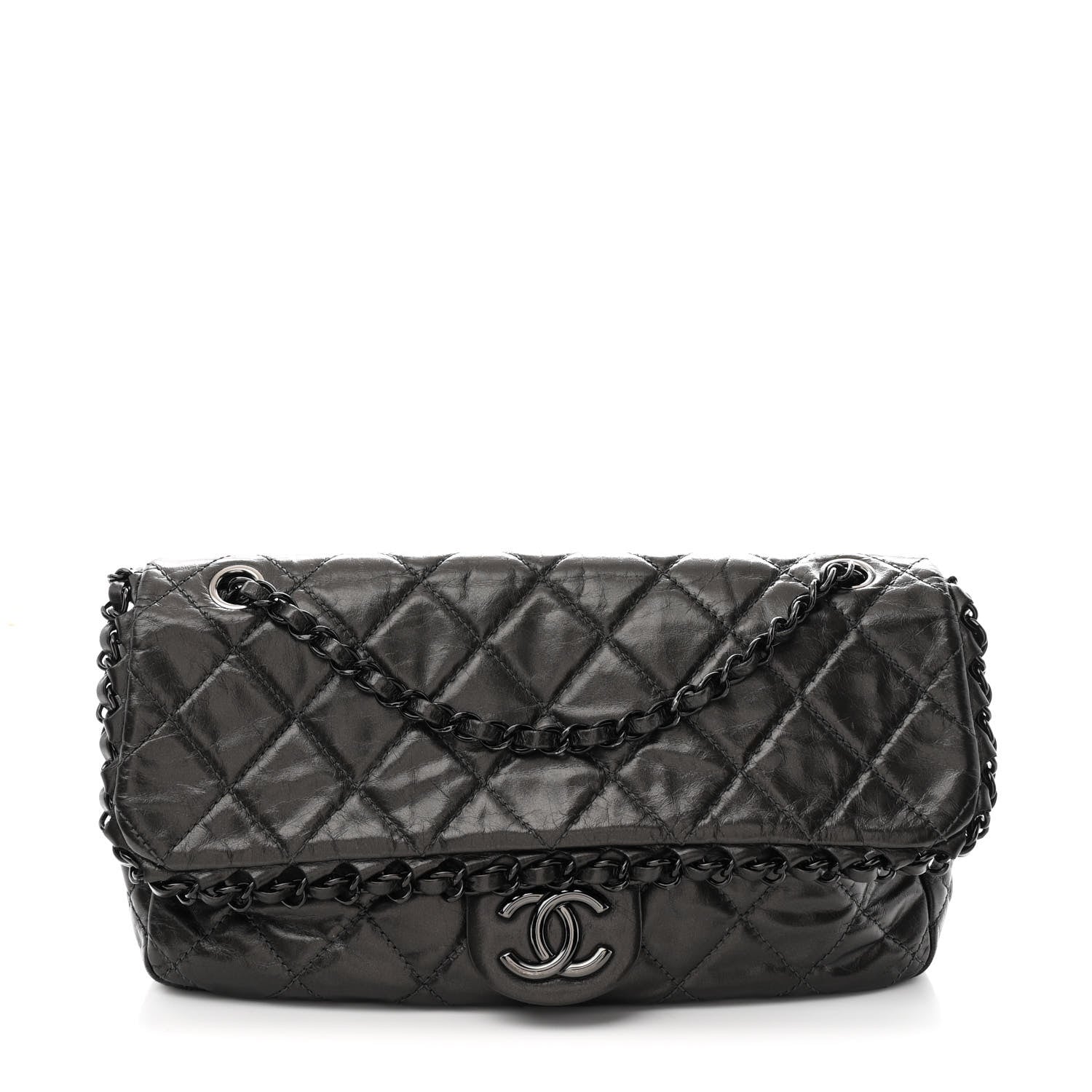 Chanel Metallic Calfskin Quilted Medium Chain Me Flap Grey 1 of 10
