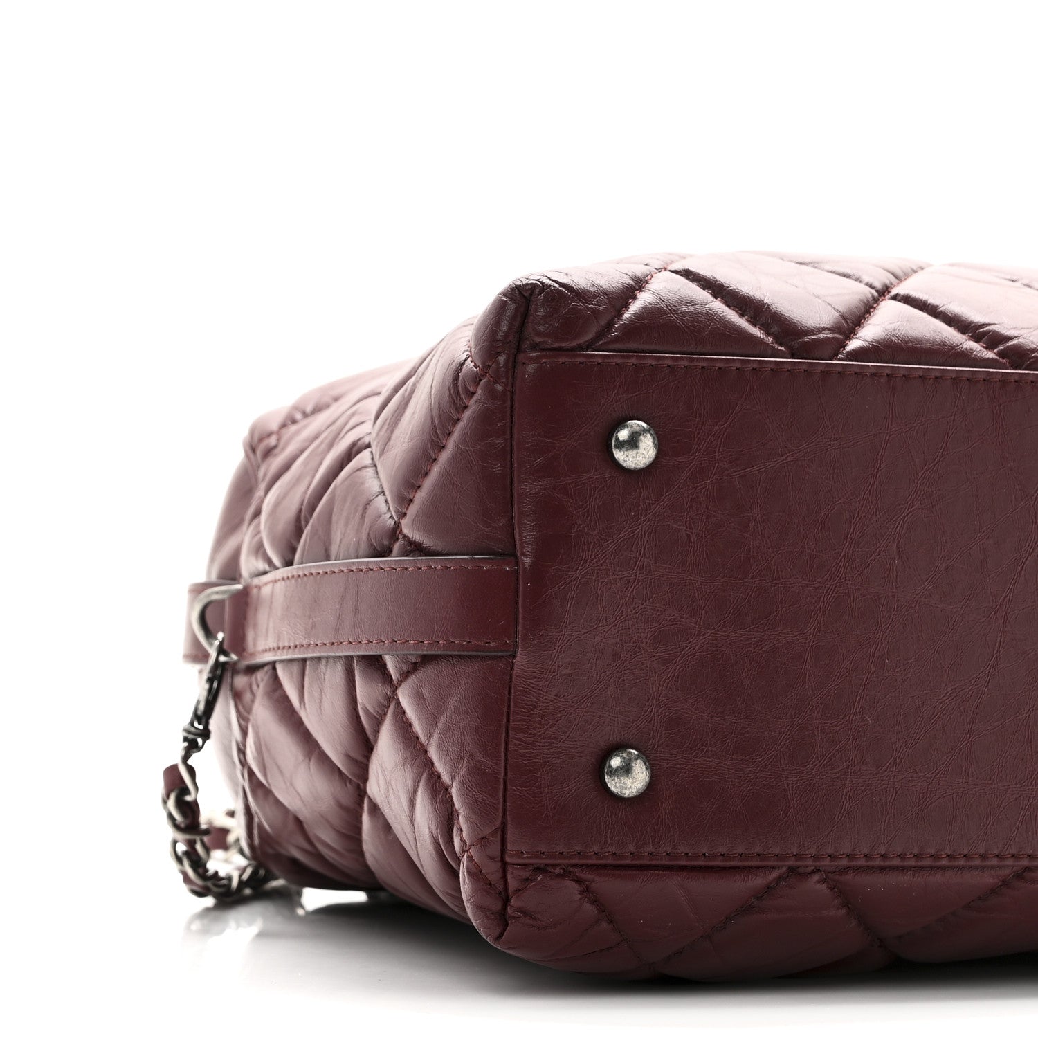 Chanel Aged Calfskin Small Bowling Bag Burgundy 9 of 11