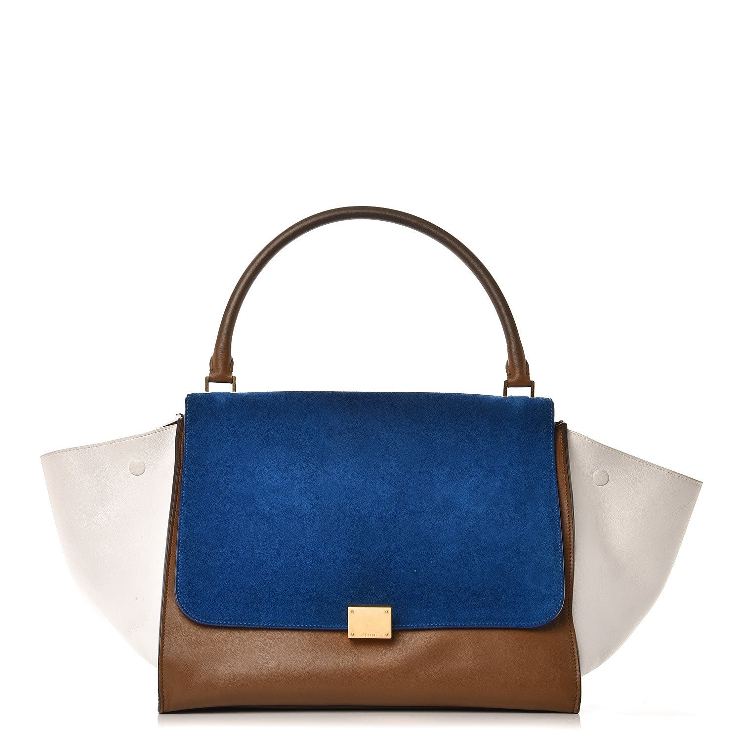 Celine Smooth Calfskin Suede Large Tri-Color Trapeze Bright Blue 1 of 16