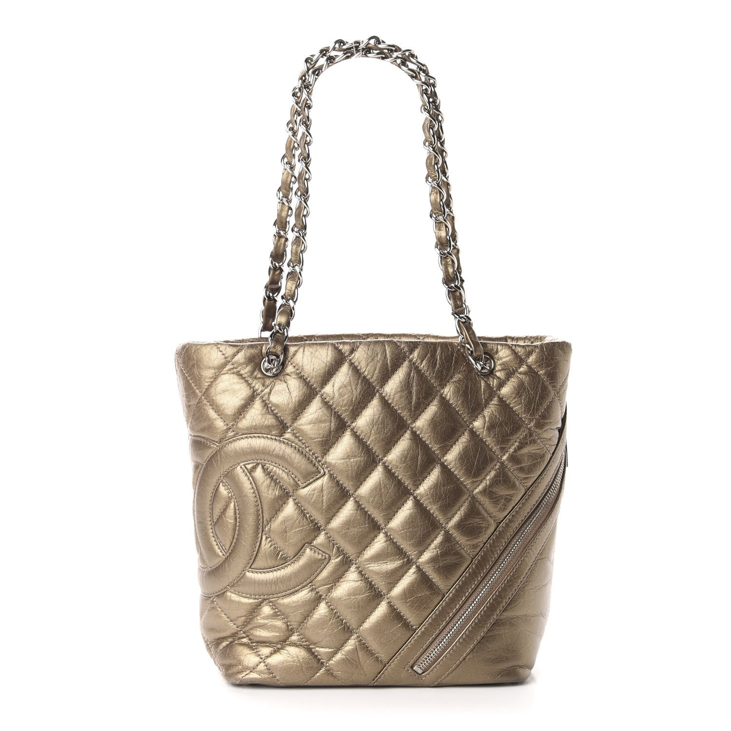 Chanel Metallic Aged Calfskin Quilted Medium Cotton Club Tote Bronze 1 of 9