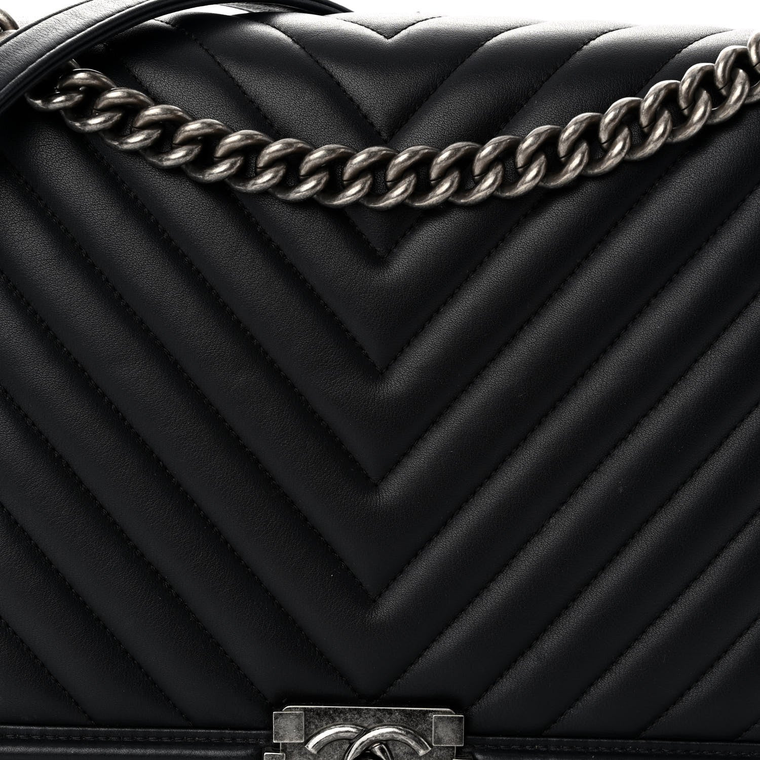Chanel Calfskin Chevron Quilted Large Boy Flap Black 7 of 10