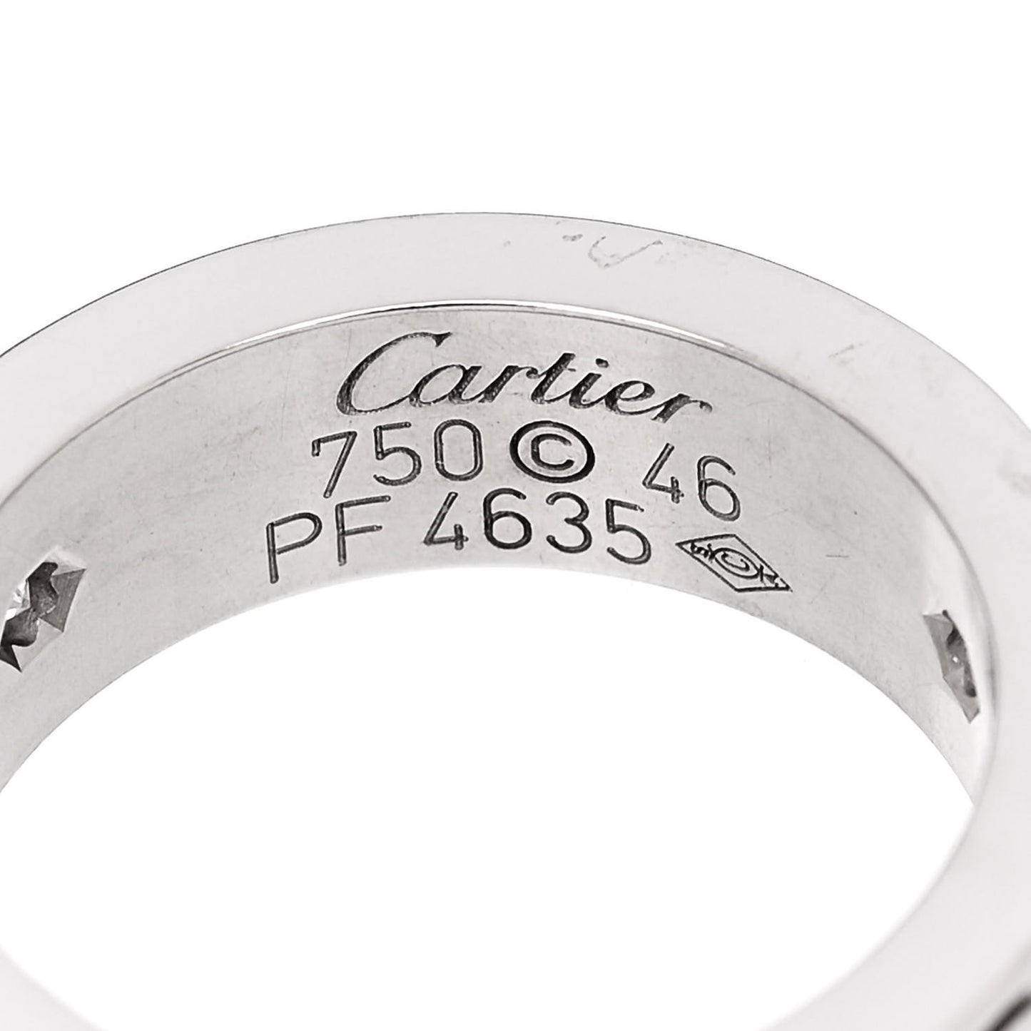 18K White Gold 3 Diamond 5.5mm LOVE Ring 46 3.75