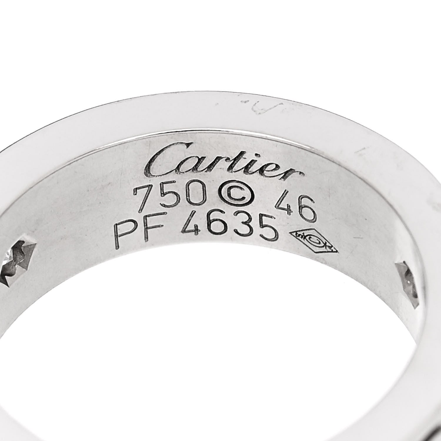 Cartier 18K White Gold 3 Diamond 5.5mm LOVE Ring 46 3.75 4 of 5