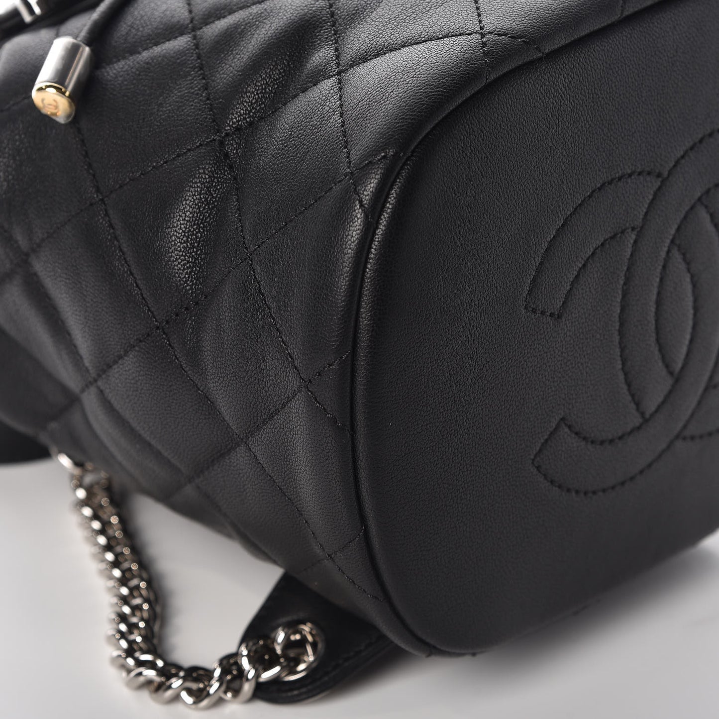 Lambskin Quilted Metallic Bubble Backpack Black
