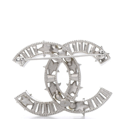 Chanel Crystal Pearl CC Star Coco Flapper Brooch Silver 4 of 5