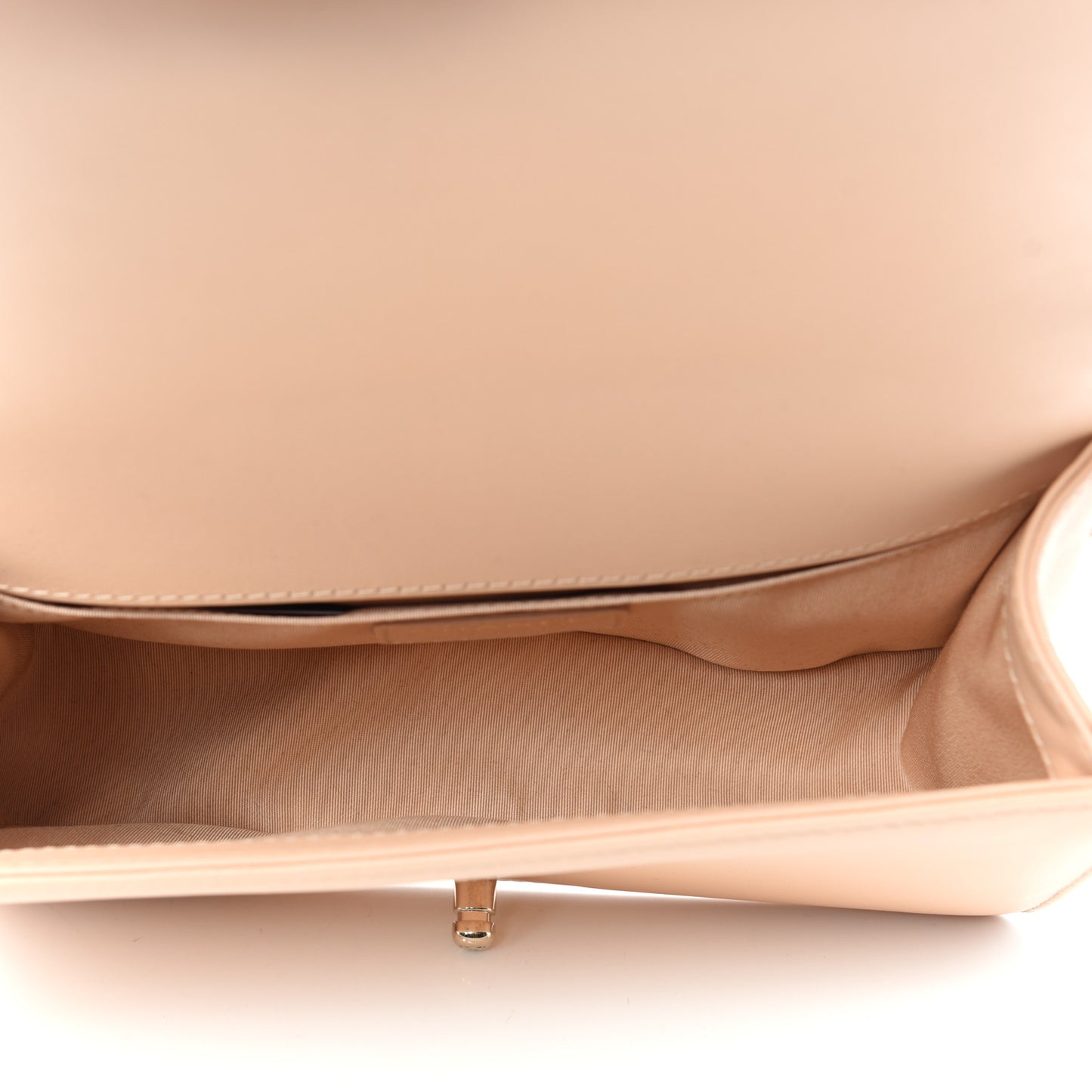 Calfskin Quilted Medium Top Handle Boy Flap Beige Clair
