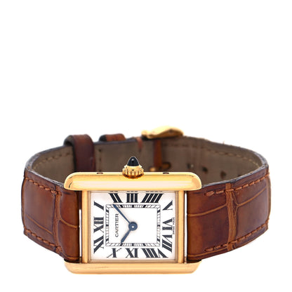 Cartier 18K Yellow Gold Alligator 22mm Tank Louis Quartz Watch Brown 2 of 5