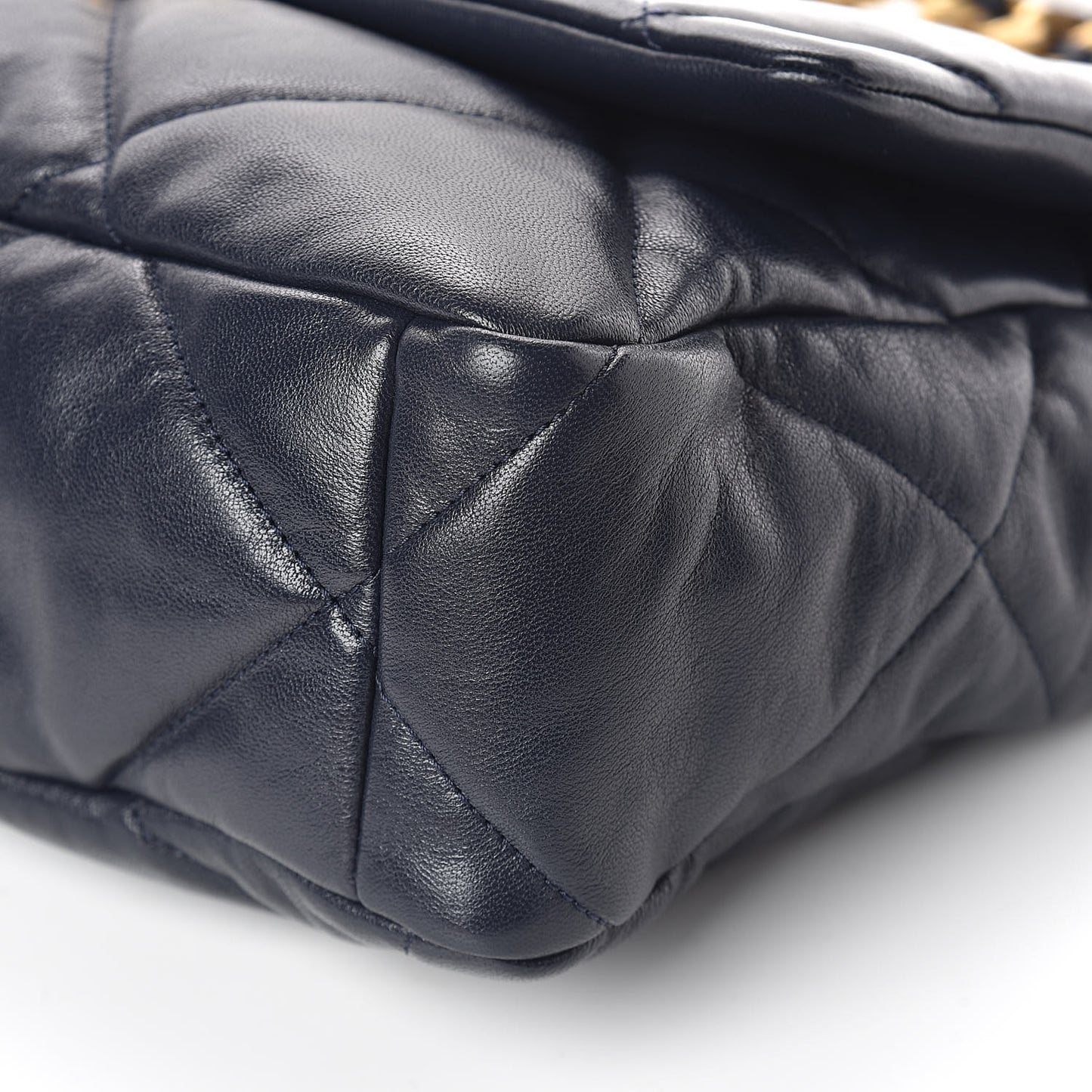 Goatskin Quilted Large 19 Flap Navy Blue