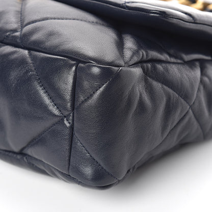 Chanel Goatskin Quilted Large 19 Flap Navy Blue 10 of 11