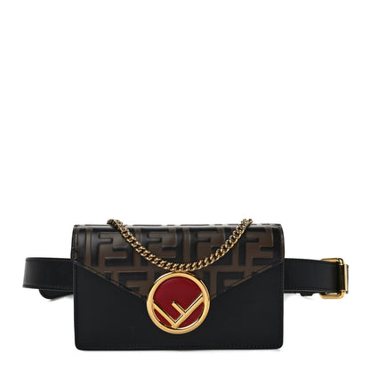 Fendi Vitello Liberty F is Fendi Bi-Color FF 1974 Embossed Envelope Belt Bag Maya Black 1 of 11