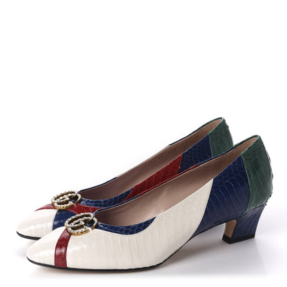 Gucci Snakeskin Crystal Double G Pumps 39 Multicolor 3 of 10