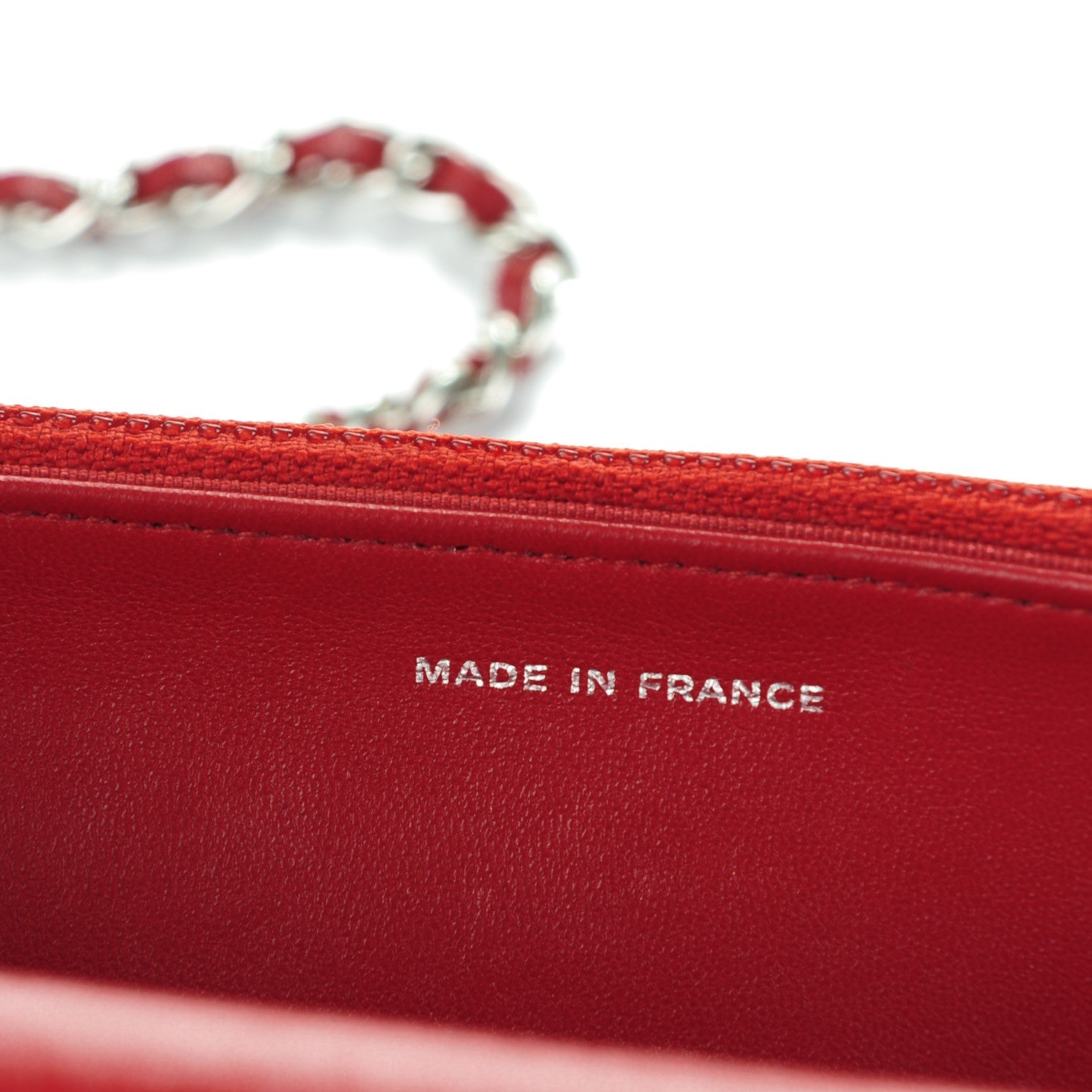 Chanel Lambskin Quilted Wallet On Chain WOC Red 7 of 8
