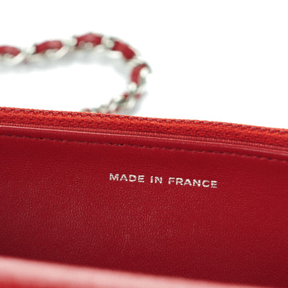 Chanel Lambskin Quilted Wallet On Chain WOC Red 7 of 8