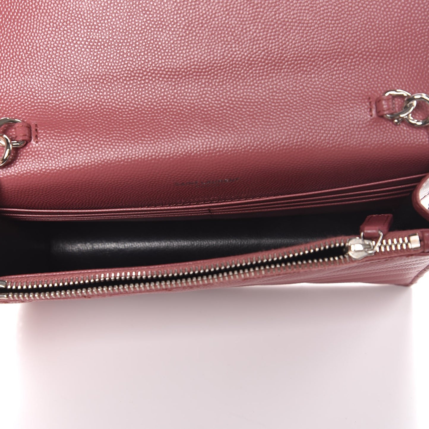 Grain De Poudre Matelasse Chevron Monogram Envelope Chain Wallet Blush Fonce