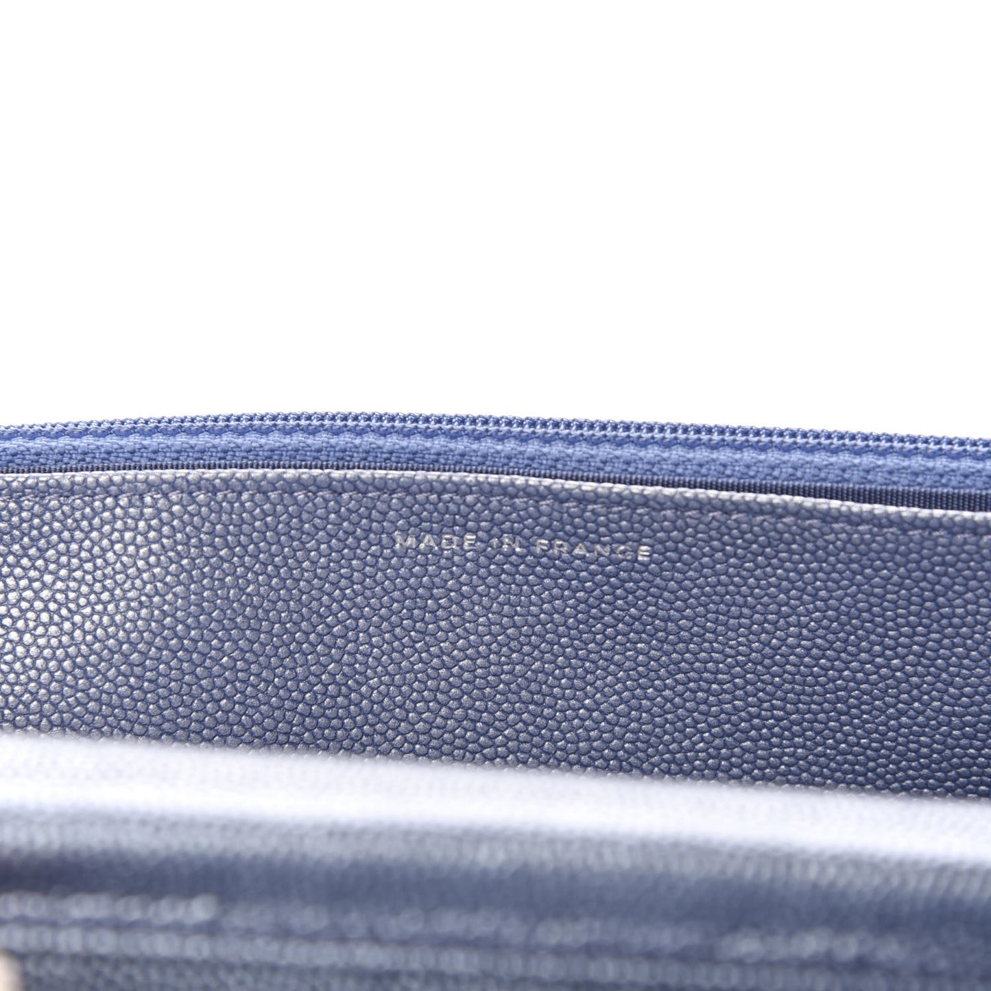 Metallic Caviar Chevron Quilted Vintage Mademoiselle Wallet On Chain WOC Blue