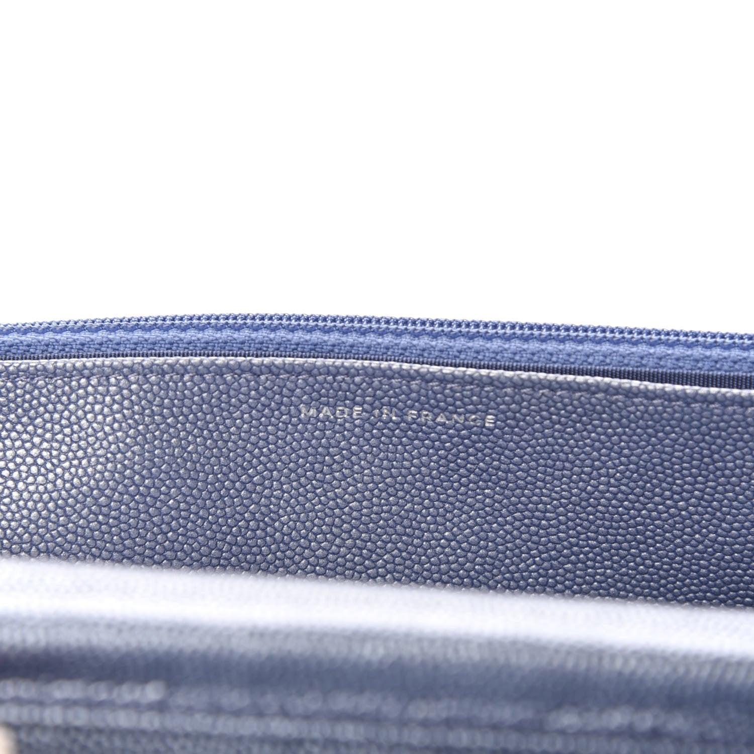 Chanel Metallic Caviar Chevron Quilted Vintage Mademoiselle Wallet On Chain WOC Blue 9 of 12