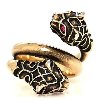 Gucci Tiger Heads Double Wrap Ring 59 8.75 Aged Gold 1 of 5
