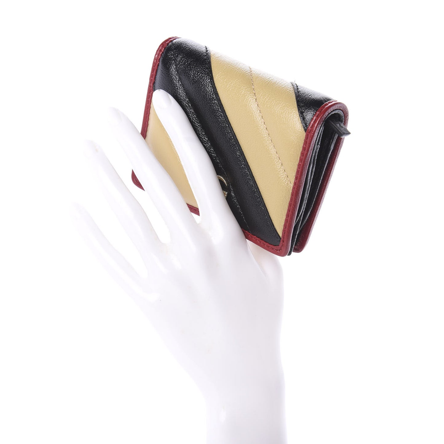 Azalea Calfskin Matelasse Diagonal Patchwork Torchon GG Marmont Card Case Wallet Black Beige Romantic Cerise