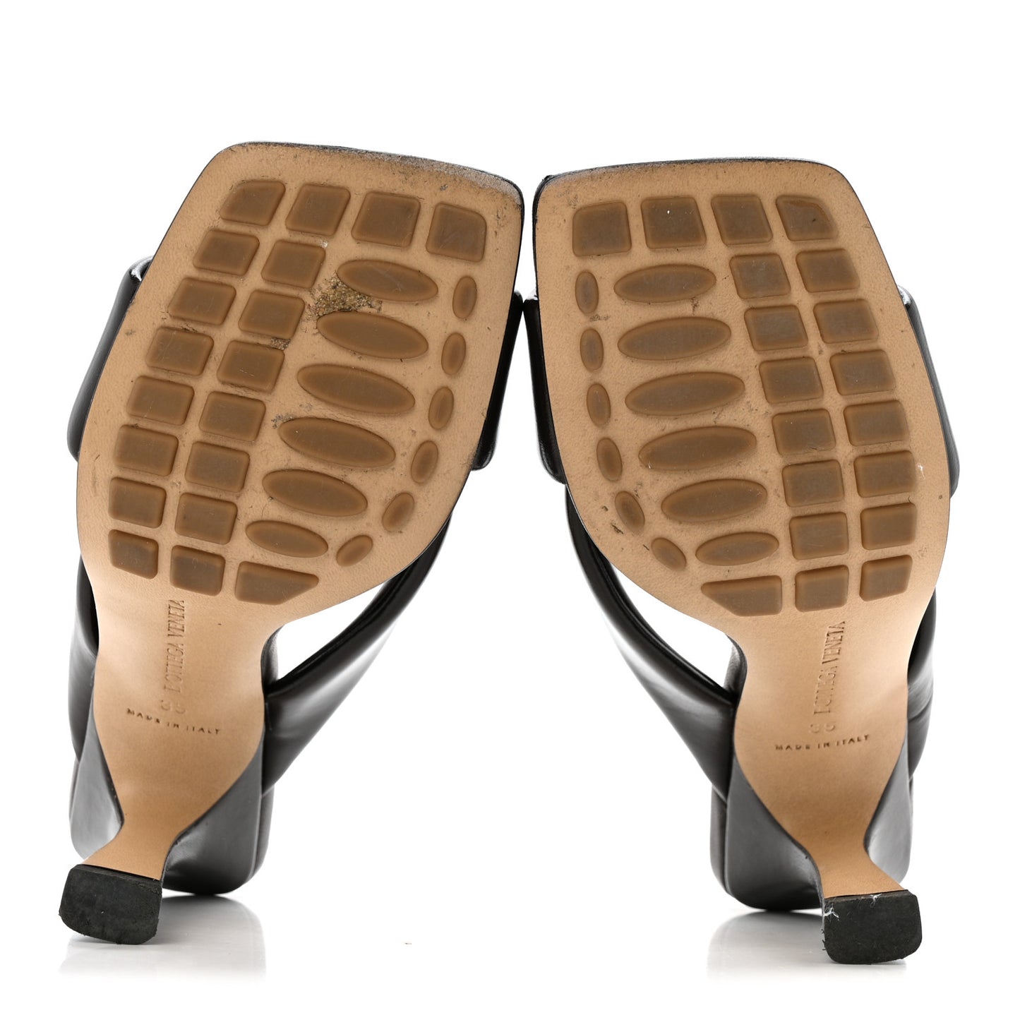 Shiny Calfskin Riva 90mm Mule Sandals 35 Fondant