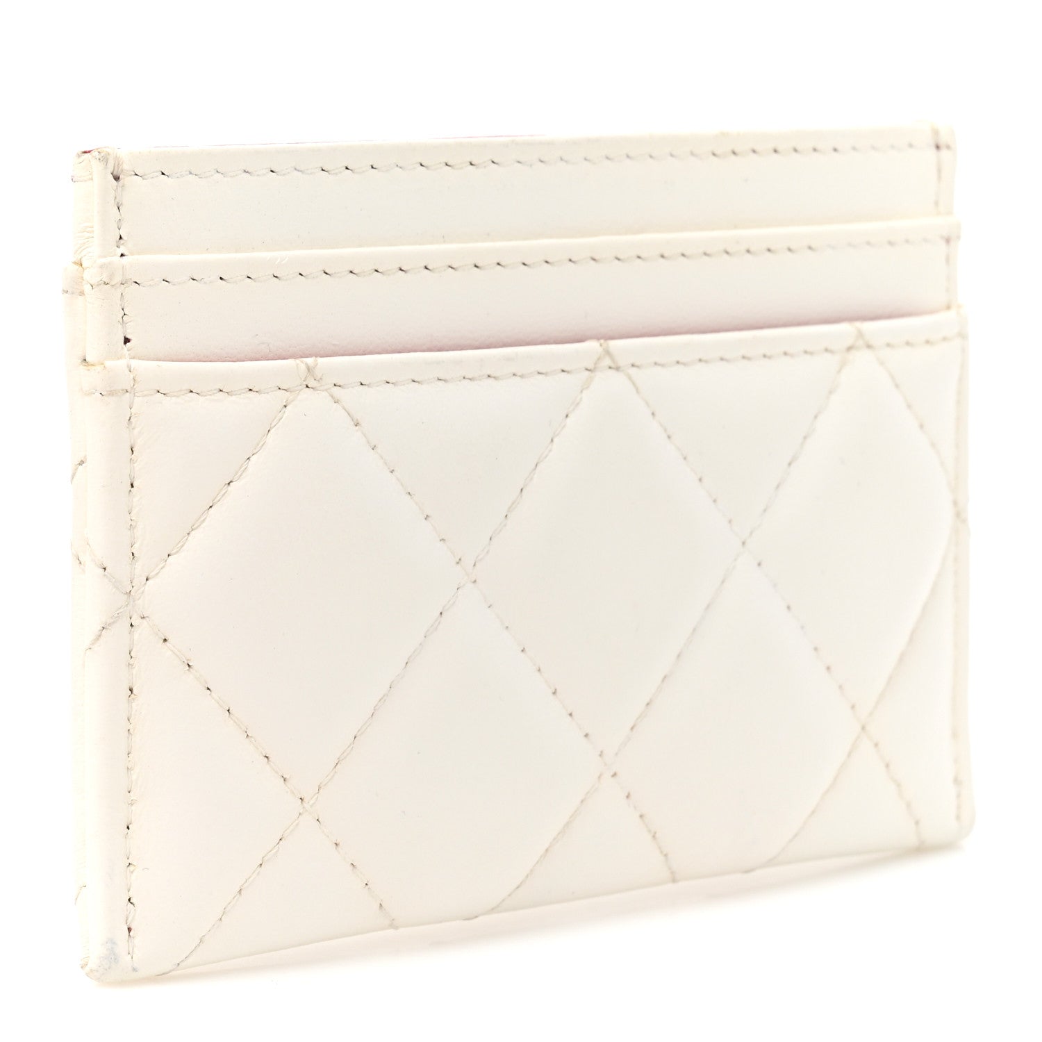 Chanel Lambskin Plexiglass Quilted Coco Love Card Holder White 3 of 9