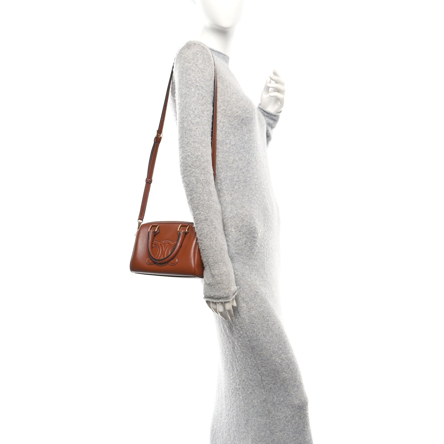 Celine Smooth Calfskin Triomphe Small Boston Bag Tan 2 of 10