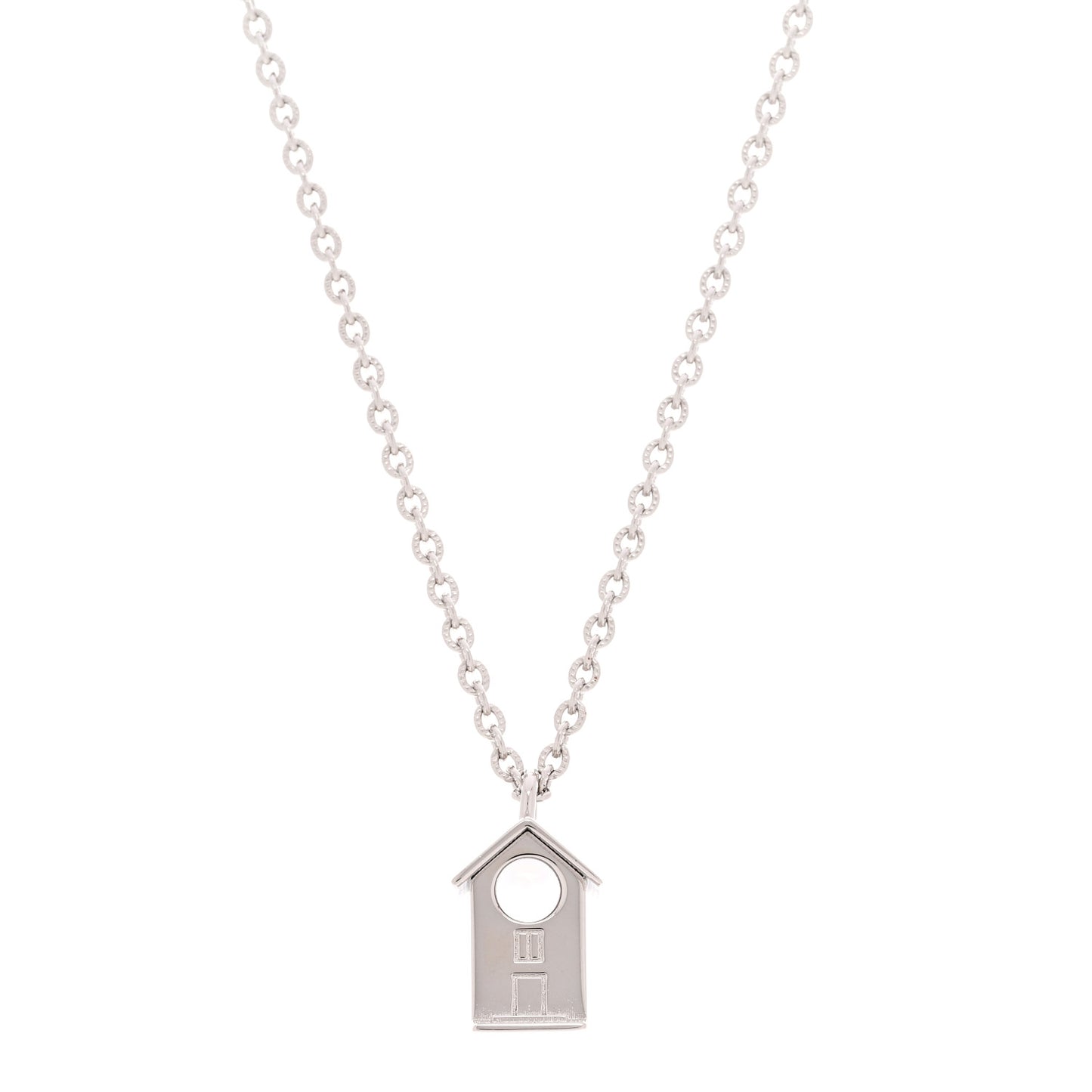 Metal Bird House Lanyard Necklace Silver