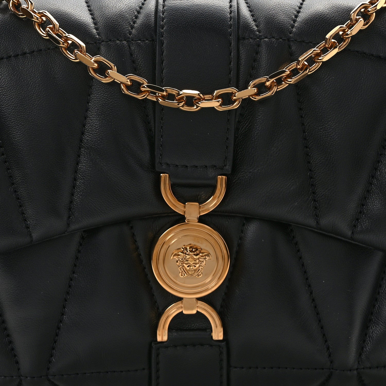 Versace Nappa Quilted Kleio Shoulder Bag Black 7 of 11