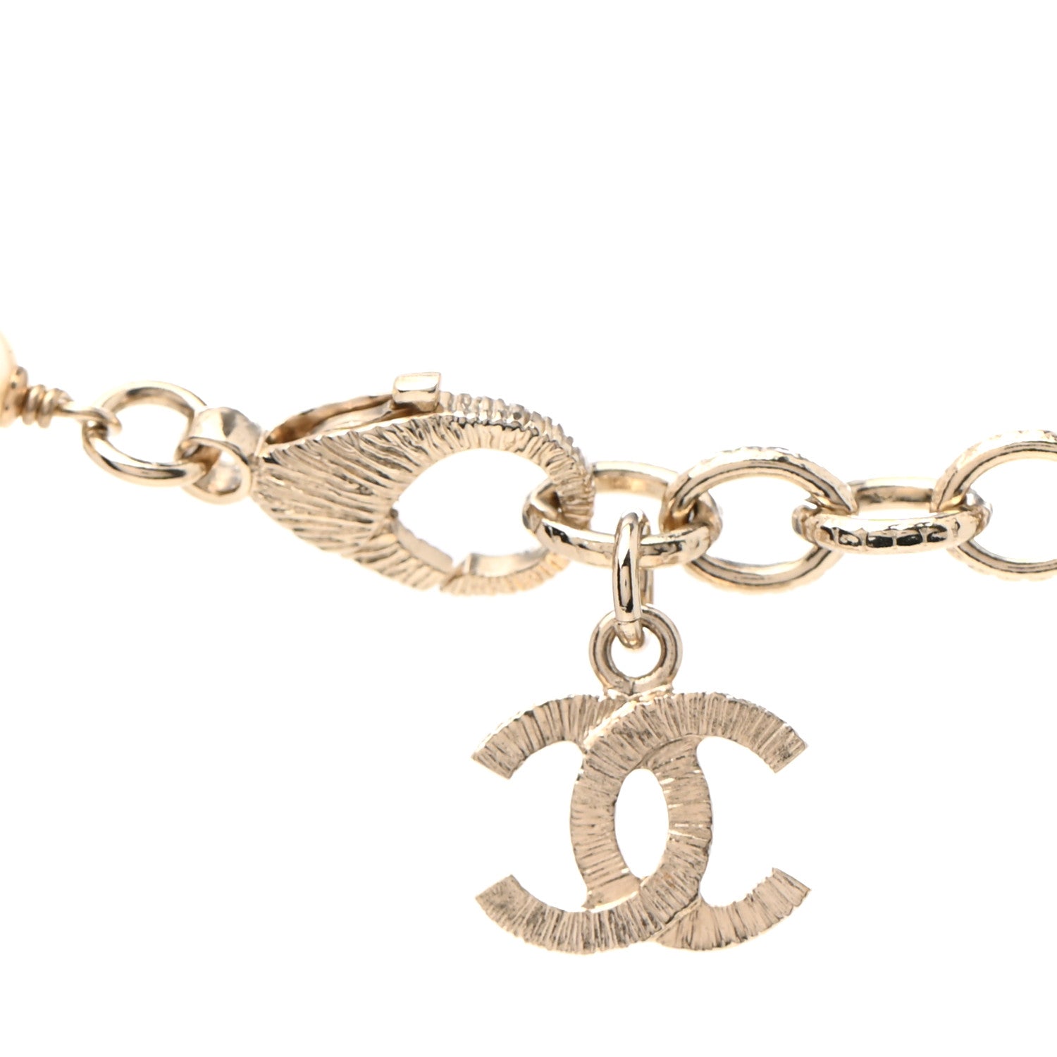 Chanel Graduated Pearl Crystal CC Necklace Gold 5 of 8