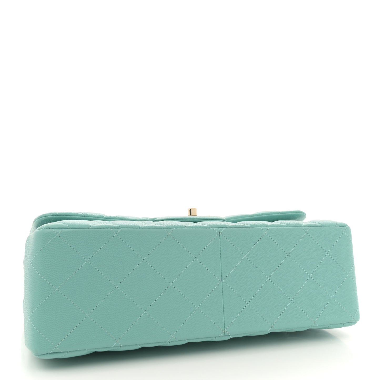 Caviar Quilted Jumbo Double Flap Light Green