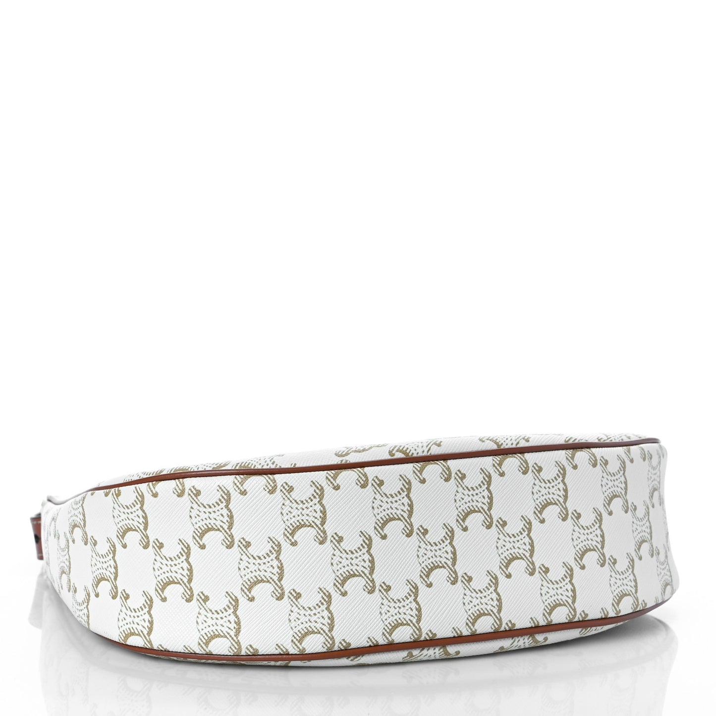 Canvas Calfskin Ava Triomphe Shoulder Bag White