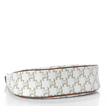 Celine Canvas Calfskin Ava Triomphe Shoulder Bag White 4 of 9