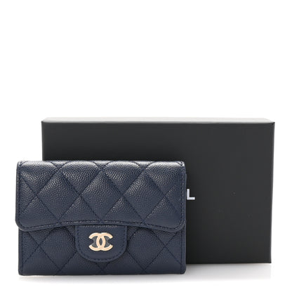 Chanel Caviar Quilted Flap Card Holder Wallet Navy Blue 9 of 9