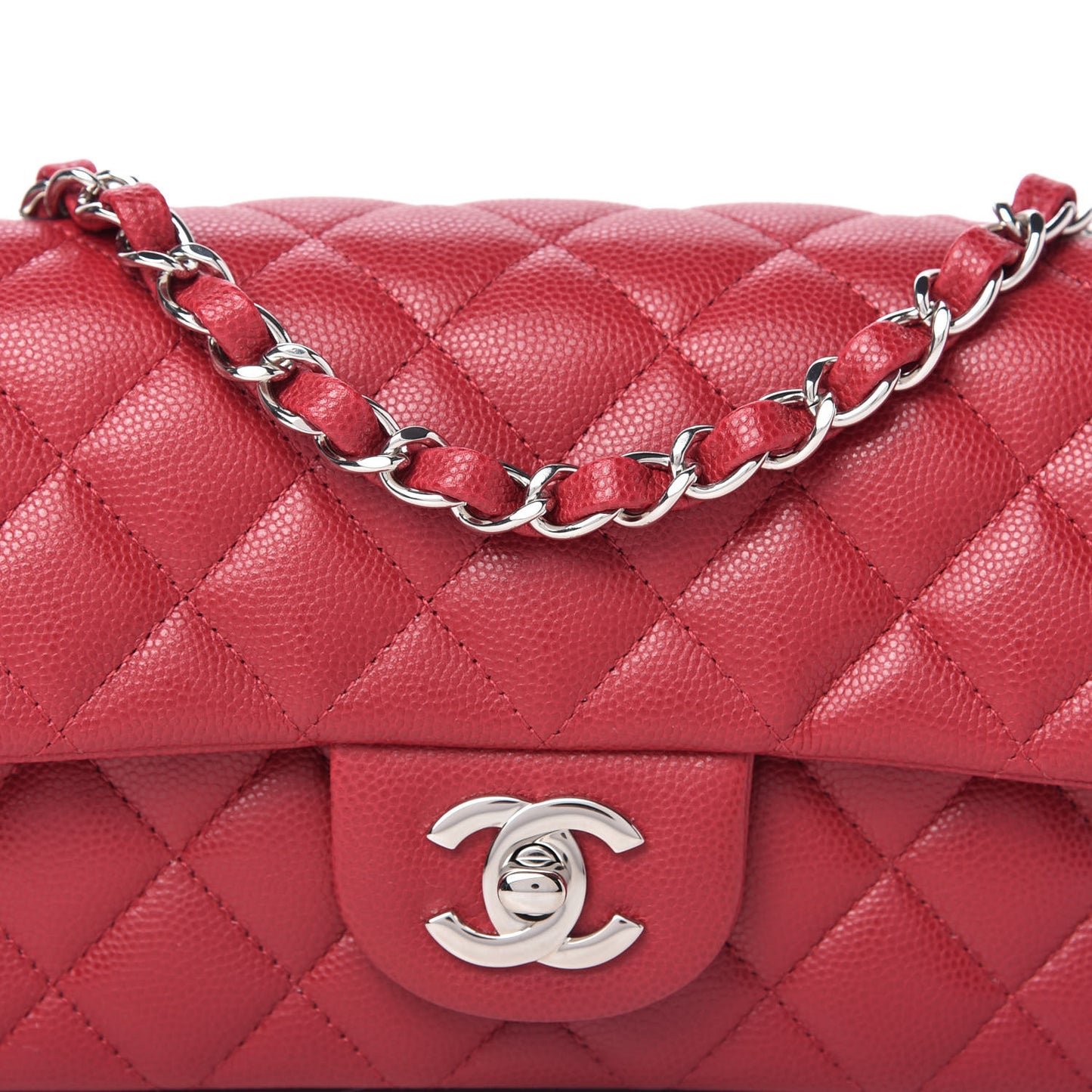 Caviar Quilted Mini Rectangular Flap Dark Pink
