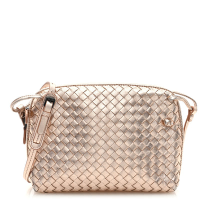 Bottega Veneta BOTTEGA VENETA Metallic Grosgrain Intrecciato Nodini Crossbody Messenger Copper 1 of 9