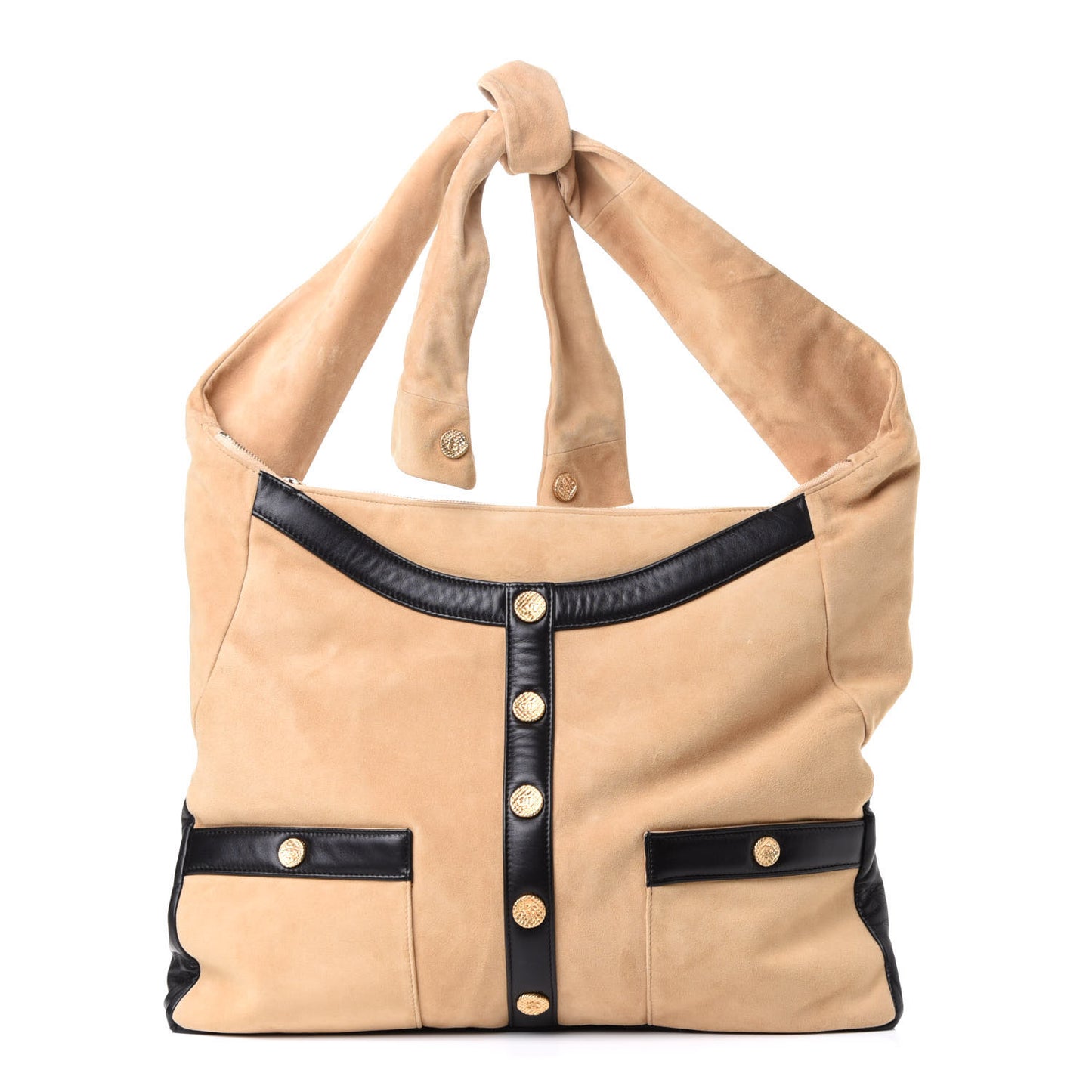 Suede Lambskin Large Girl Bag Beige Black