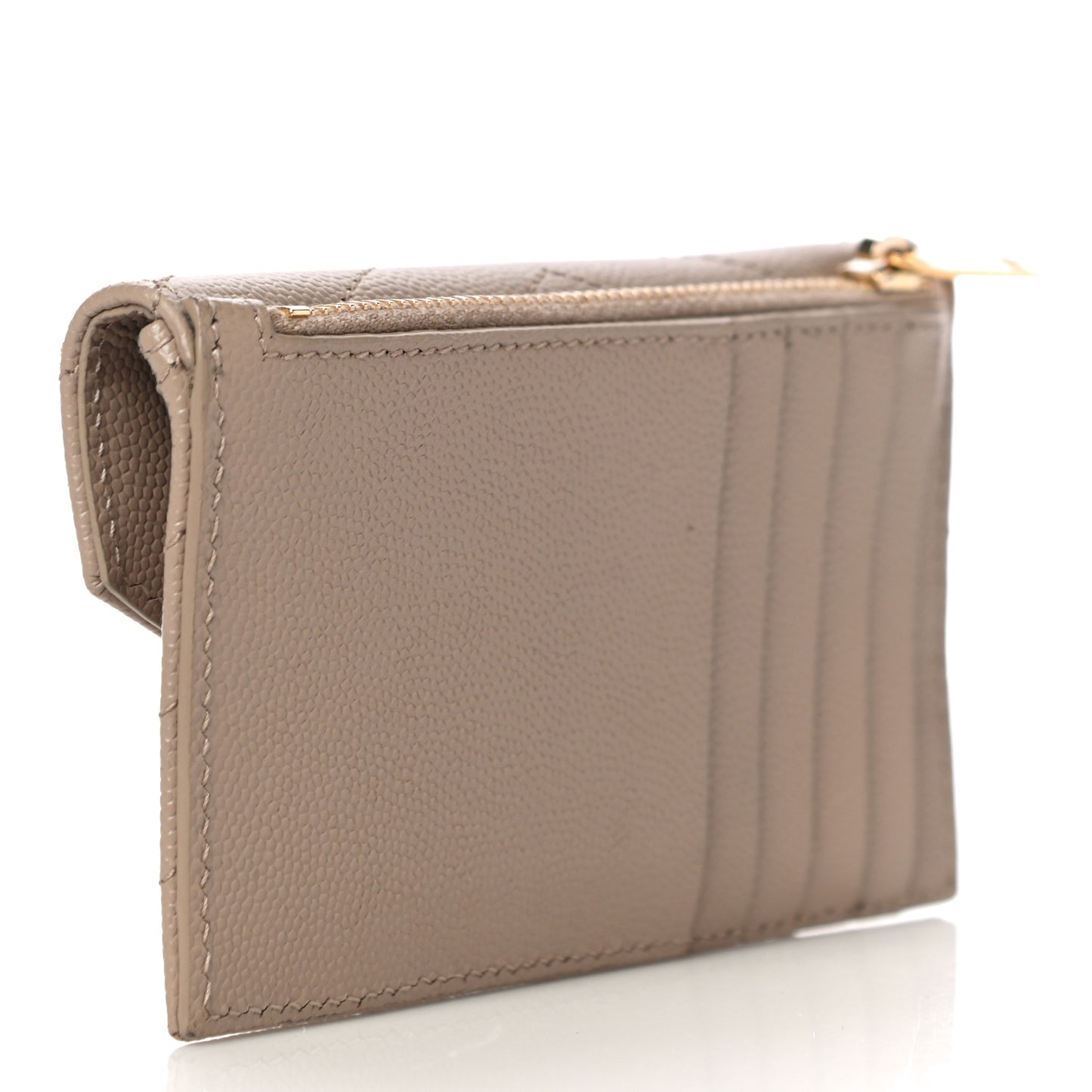 Grain De Poudre Matelasse Chevron Monogram Compact Wallet Case Dark Beige
