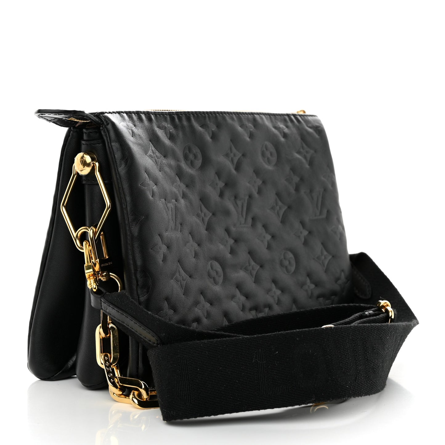 Lambskin Embossed Monogram Coussin PM Black