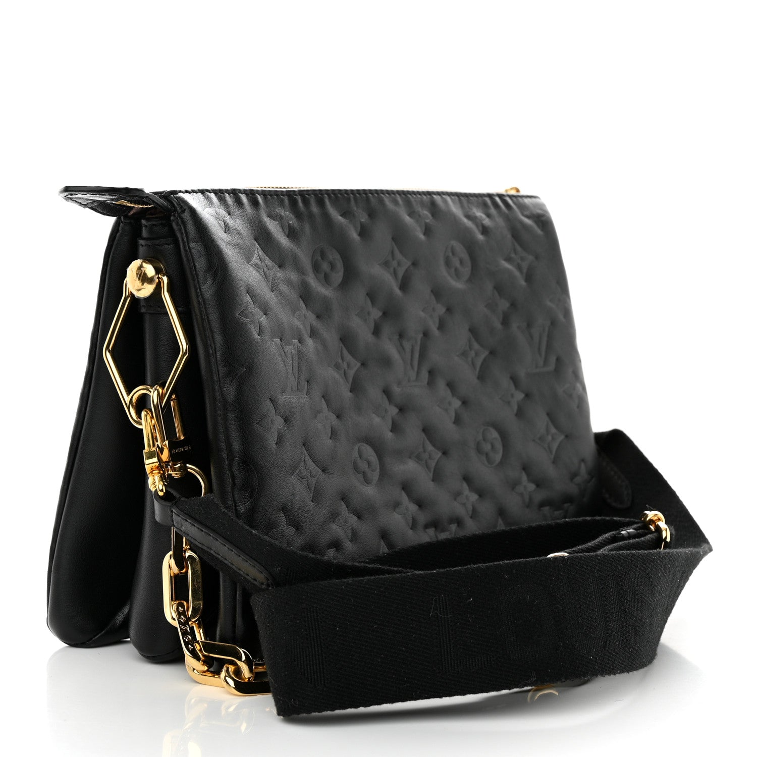 Louis Vuitton Lambskin Embossed Monogram Coussin PM Black 3 of 10