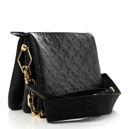 Louis Vuitton Lambskin Embossed Monogram Coussin PM Black 3 of 10