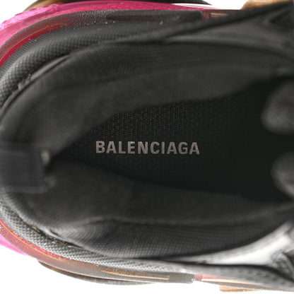Balenciaga Fabric Mesh Clear Sole Womens Triple S Sneakers 38 Black Pink Neon 7 of 11