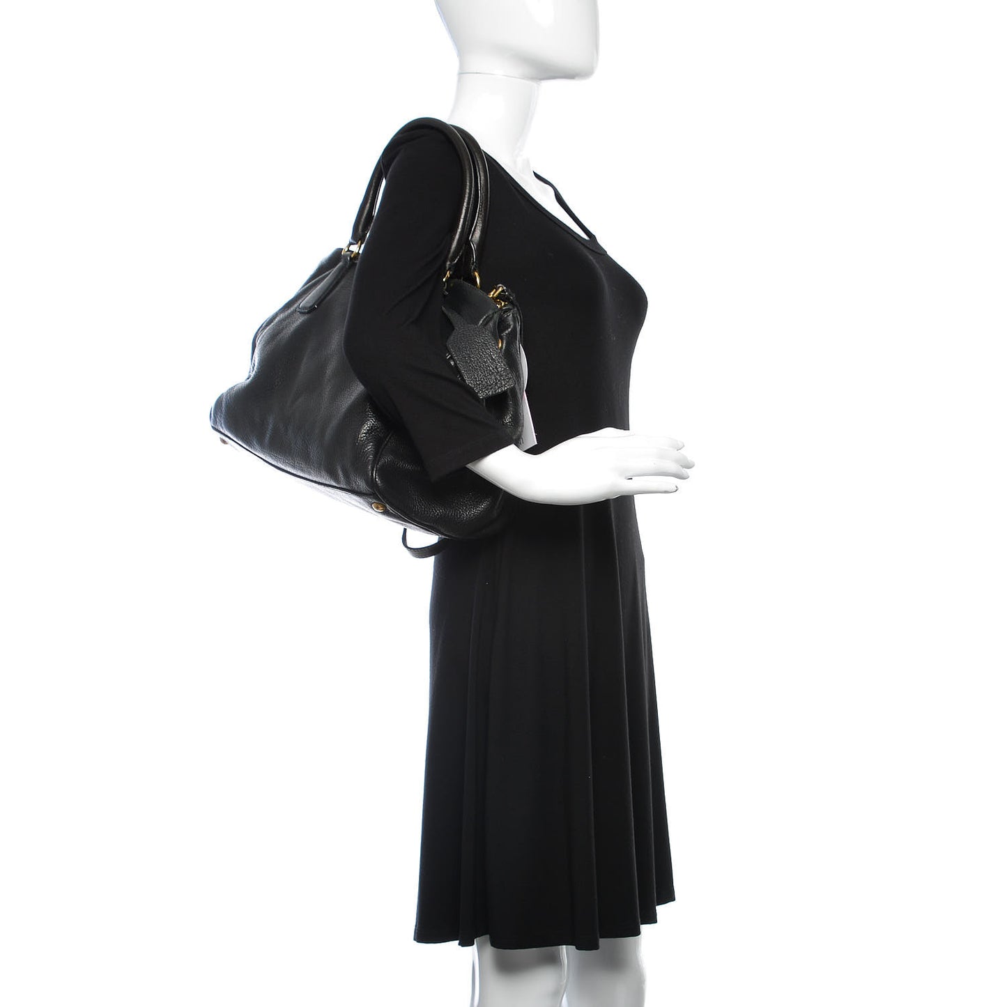 Cervo Deerskin Shopping Tote Black