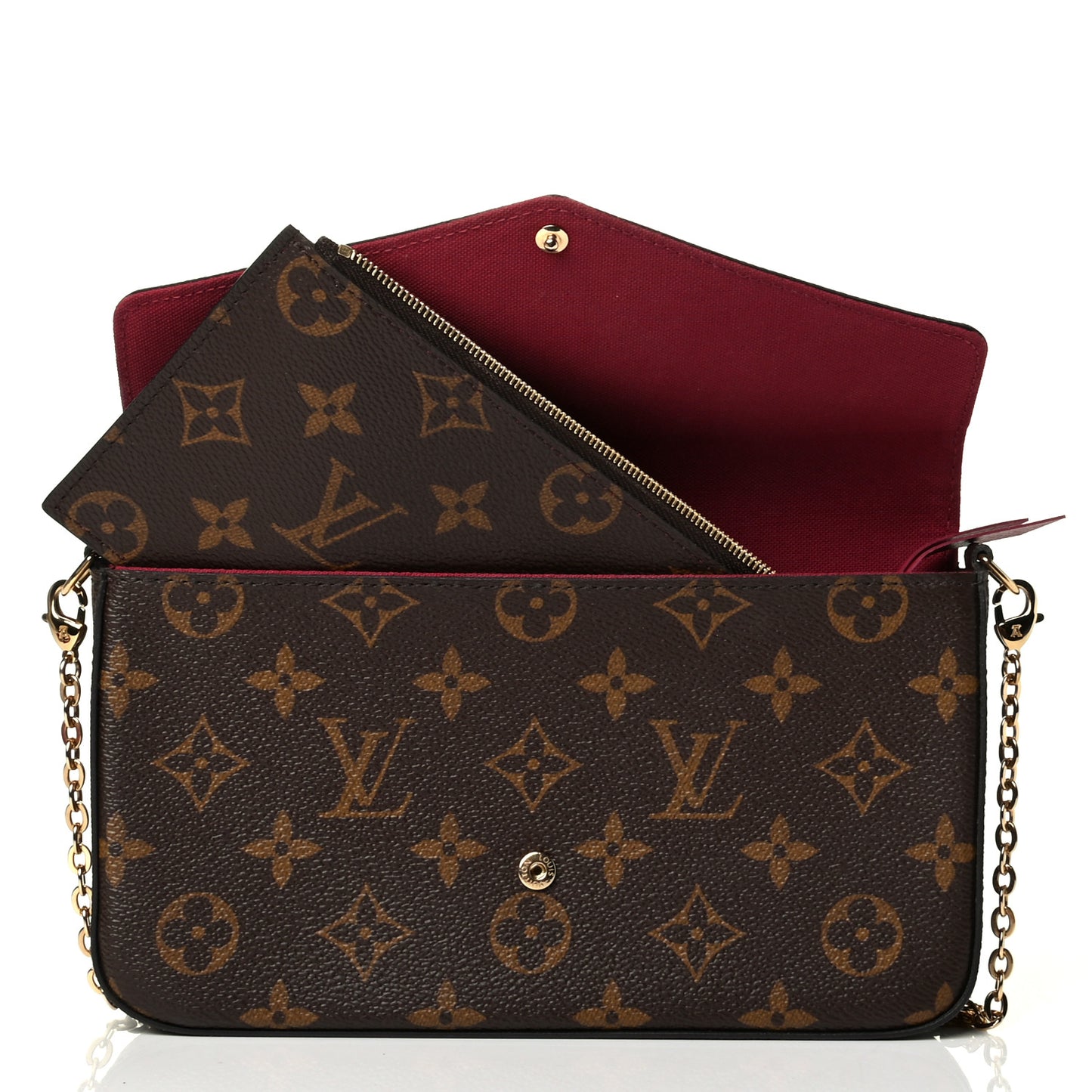 Monogram Pochette Felicie Chain Wallet Fuchsia
