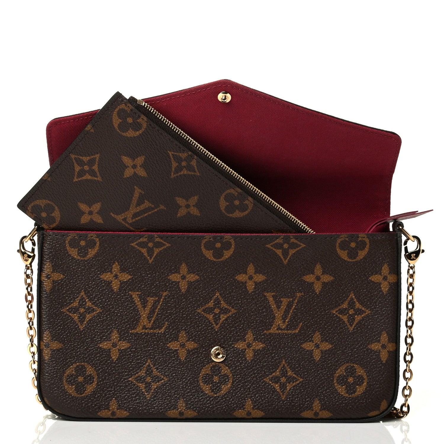 Louis Vuitton Monogram Pochette Felicie Chain Wallet Fuchsia 5 of 7