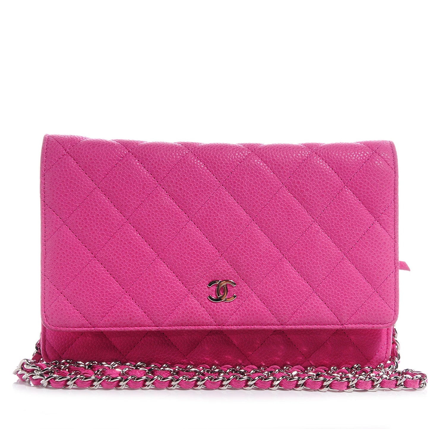 Iridescent Caviar Wallet on Chain WOC Hot Pink