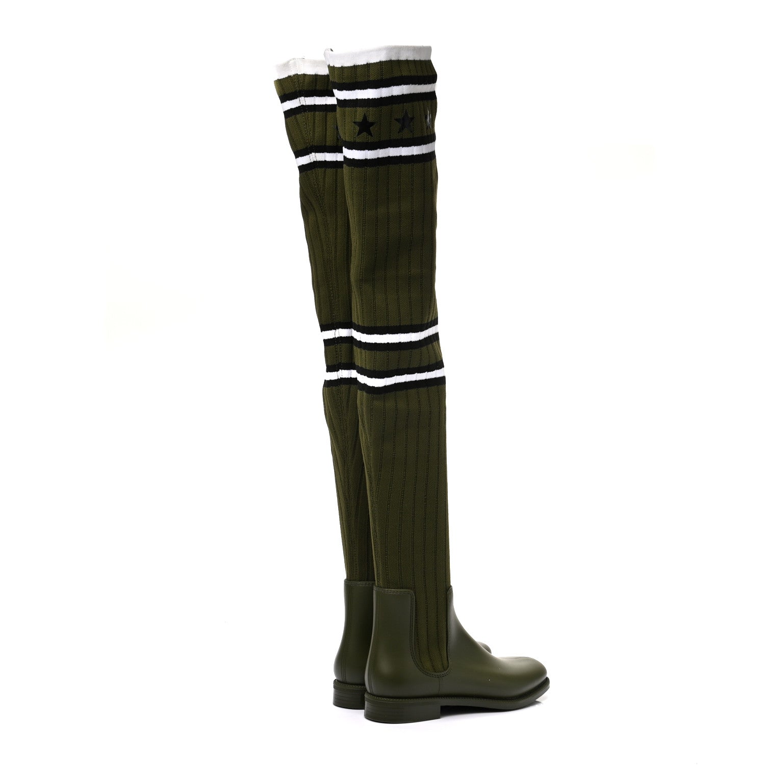 Givenchy Knit Rubber Storm Over The Knee Boots 36 Khaki 4 of 8