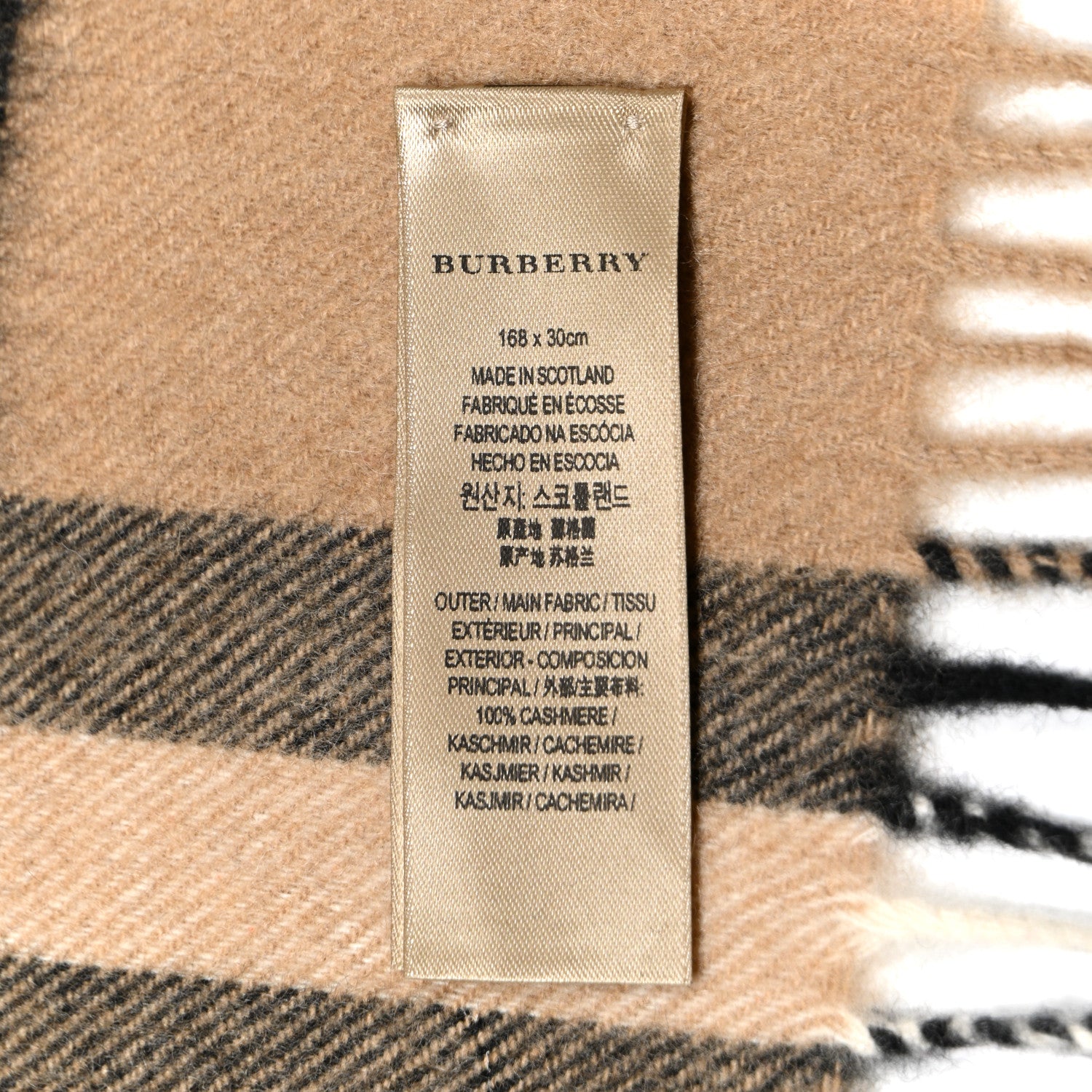 Burberry Cashmere Giant Heritage Check Fringe Scarf Camel 3 of 3
