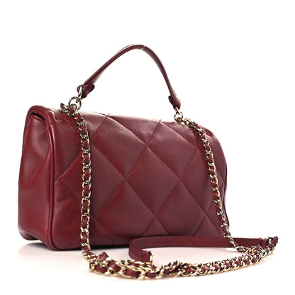 Chanel Lambskin Quilted Small Easy Carry Flap Burgundy 3 of 9